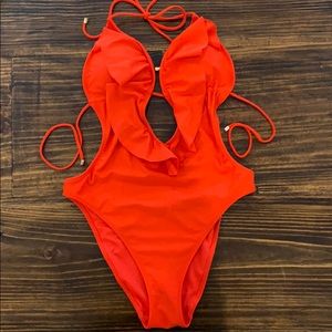 RED (not orange) Abercrombie monokini